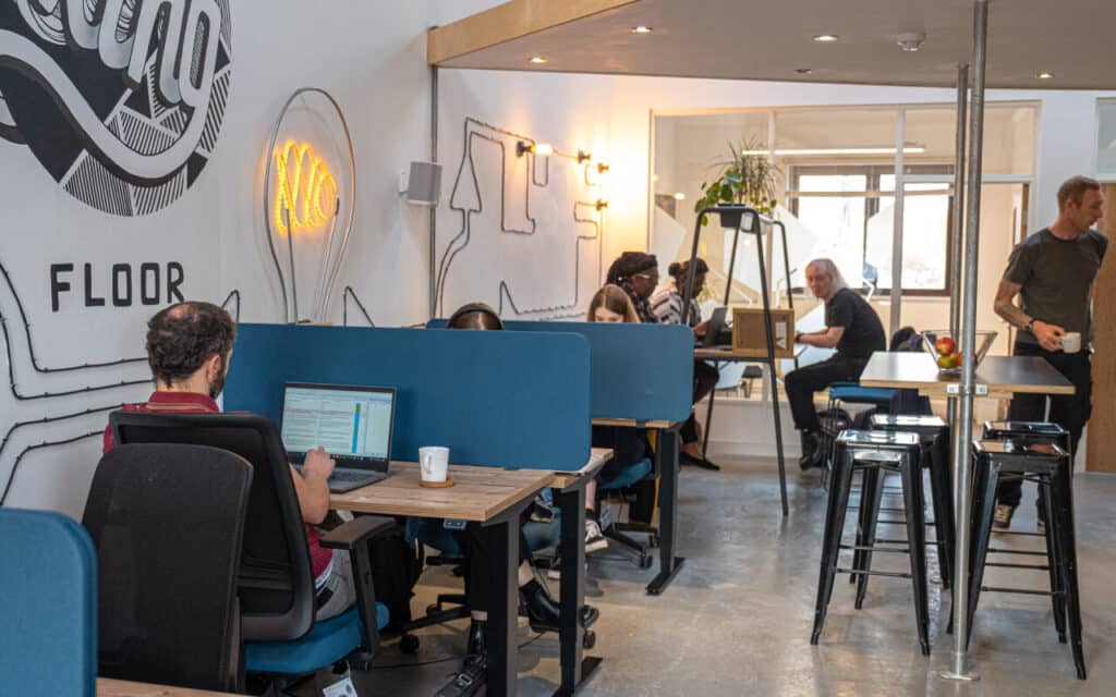 co-working space with hotdesks and meeting rooms at redbrick house